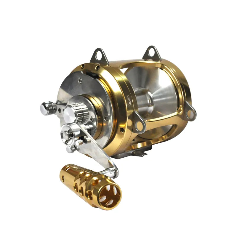 Topline Tackle Two Speed Boat Fishing Reel 50W 80W Big Game Trolling Reels CNC Aluminum Machined Deep Sea Boat Wheel