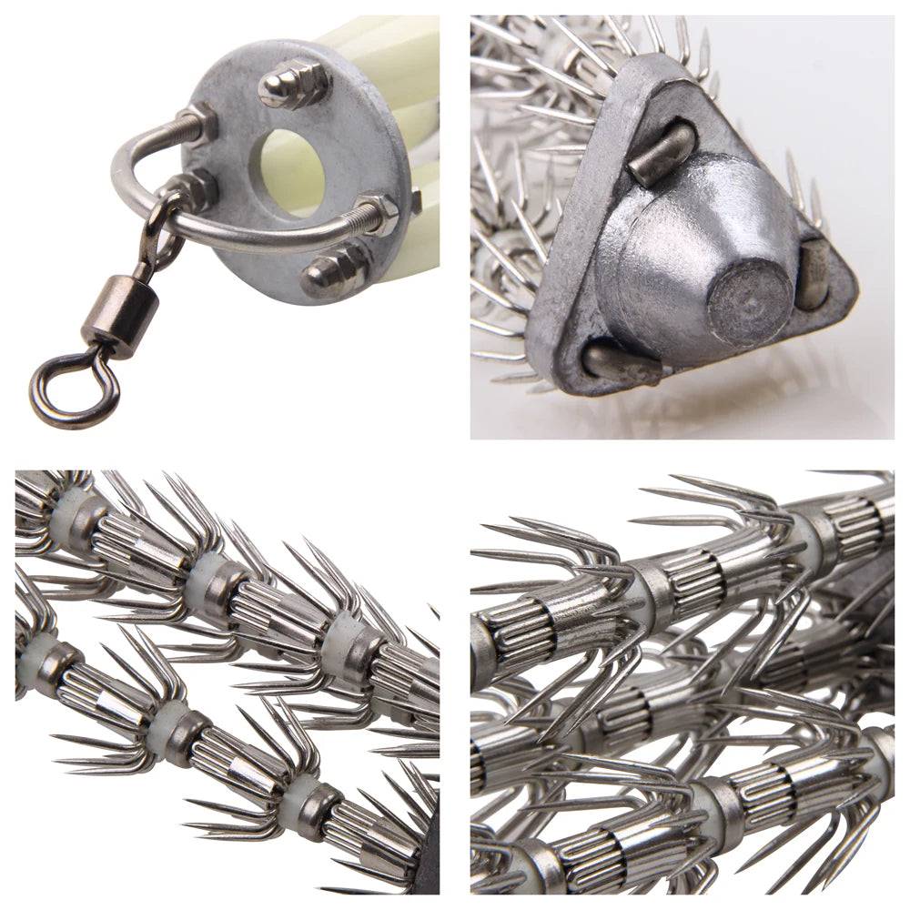 1PCS Stainless Steel Luminous Huge Squid Hooks Fishing Tackle Lures Squid Jigs Hook 252 pcs Pins