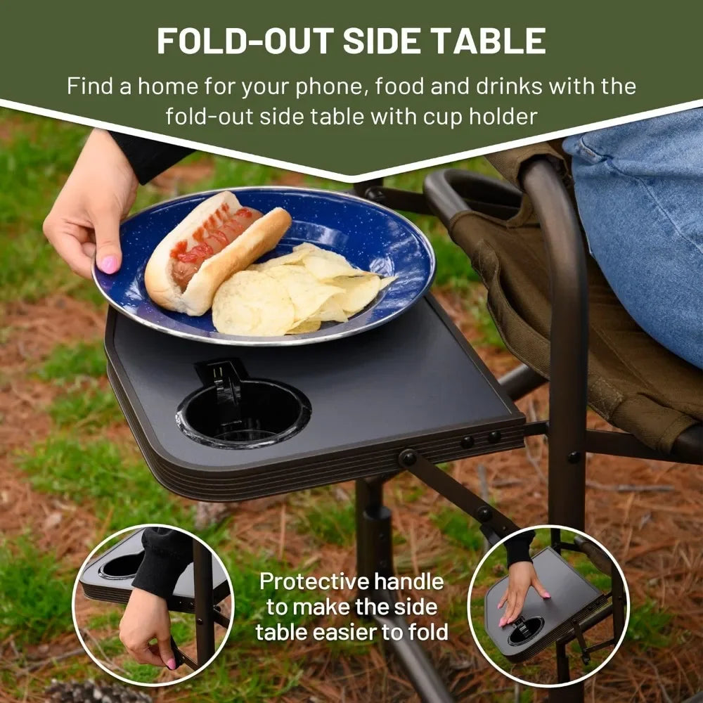 Cooler Bag & Mesh Pocket Compact Outdoor Folding Lawn Chair Lightweight Camping Supports 300lbs Freight free