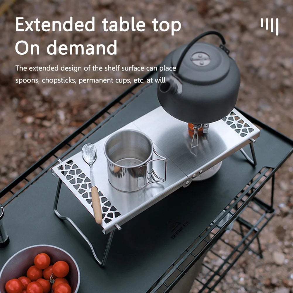 PACOONE Camping Excursion Table Anti-skid Stainless Steel Mini Table Outdoor Picnic Portable Foldable BBQ Table for Family