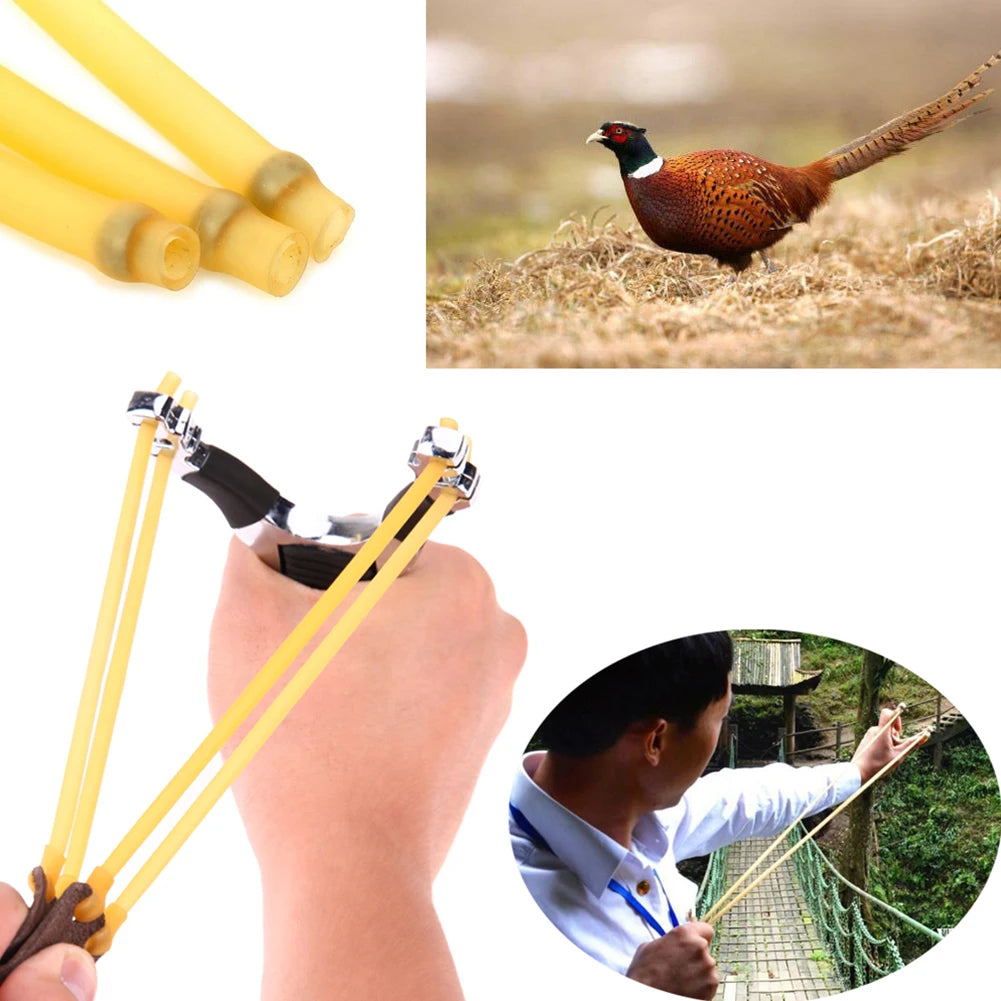 Natural Latex Slingshot Rubber Tube with Three Cards 6 Sets of Rubber Bands Slingshot Catapult Elastic Hunting Accessories