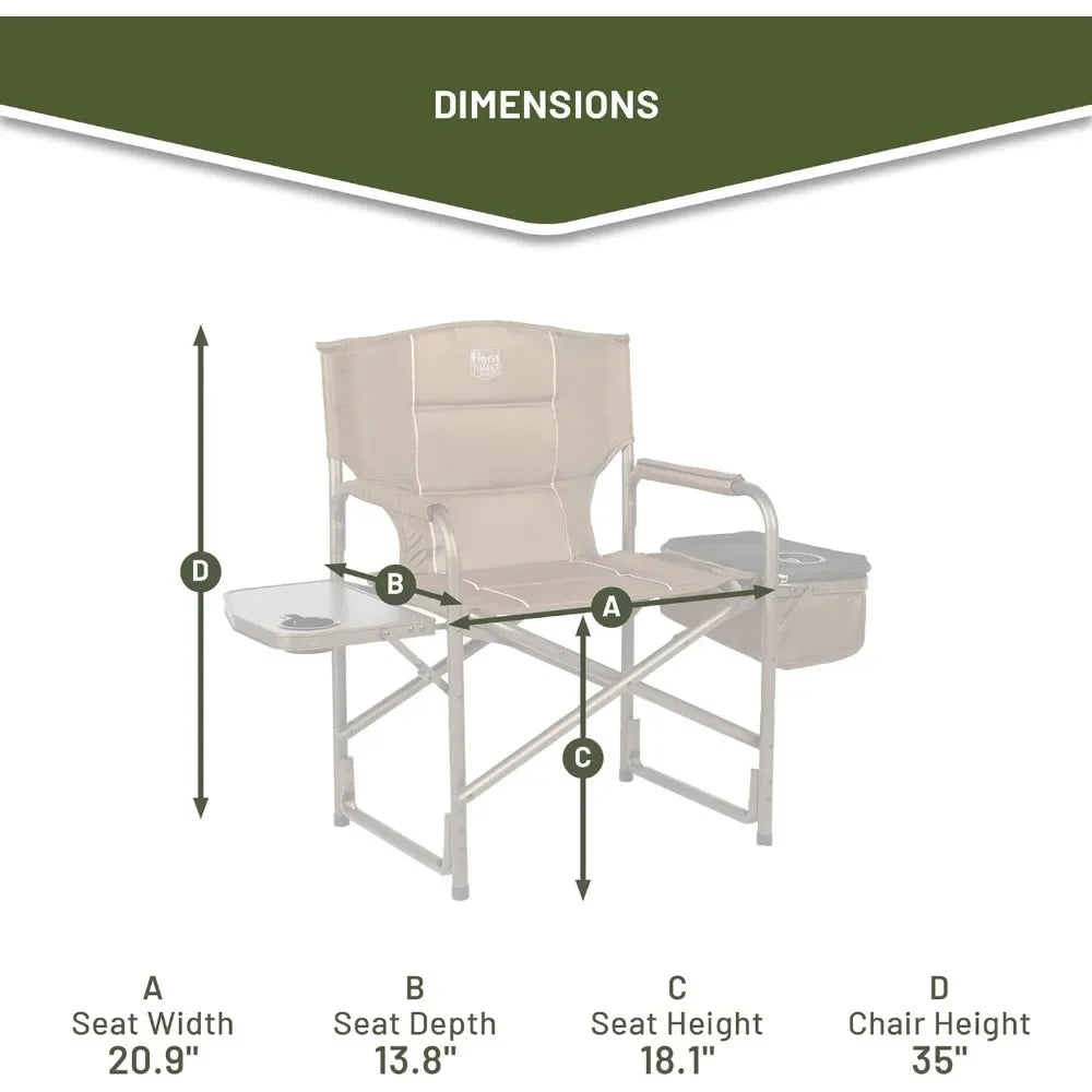 Cooler Bag & Mesh Pocket Compact Outdoor Folding Lawn Chair Lightweight Camping Supports 300lbs Freight free