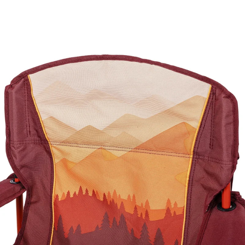 Ozark Trail Oversized Camp Chair with Cooler, Ombre Mountains Design, Red and Orange camping chairs folding chair portable