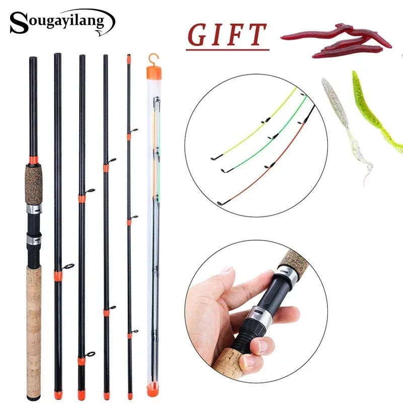 Sougayilang 3M Feeder Fishing Rod 30-120 Lure Weight 6 Section Carbon –
