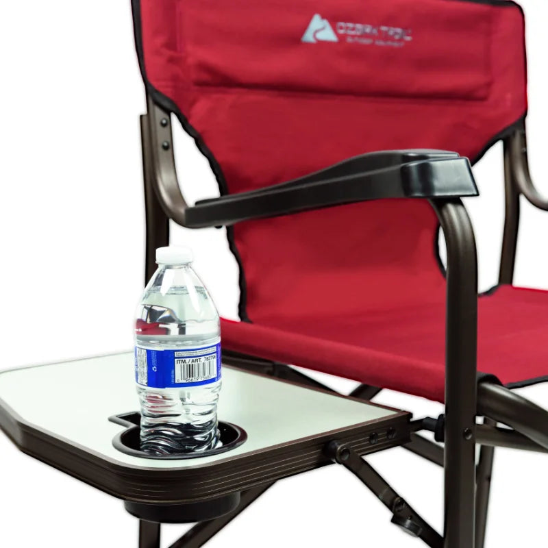 Director Camping Chair, Red with Side Table Outdoor Foldable
