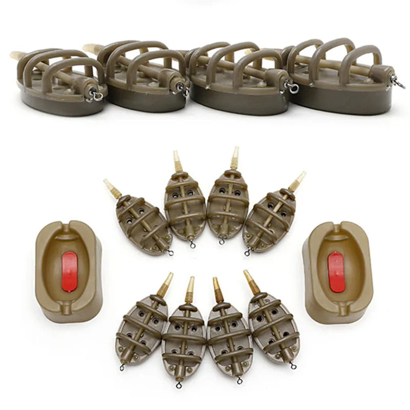 Inline Method Carp Fishing Feeder 4 Feeders 15/20/25/35g 30/40/50/60g Mould Set