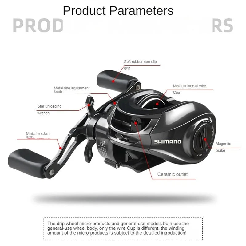 Original Shimano Baitcasting Fishing Reels Gear Ratio 7.2:1 Max Drag 15kg Baitcast Reel Fishing Metal Light Spool