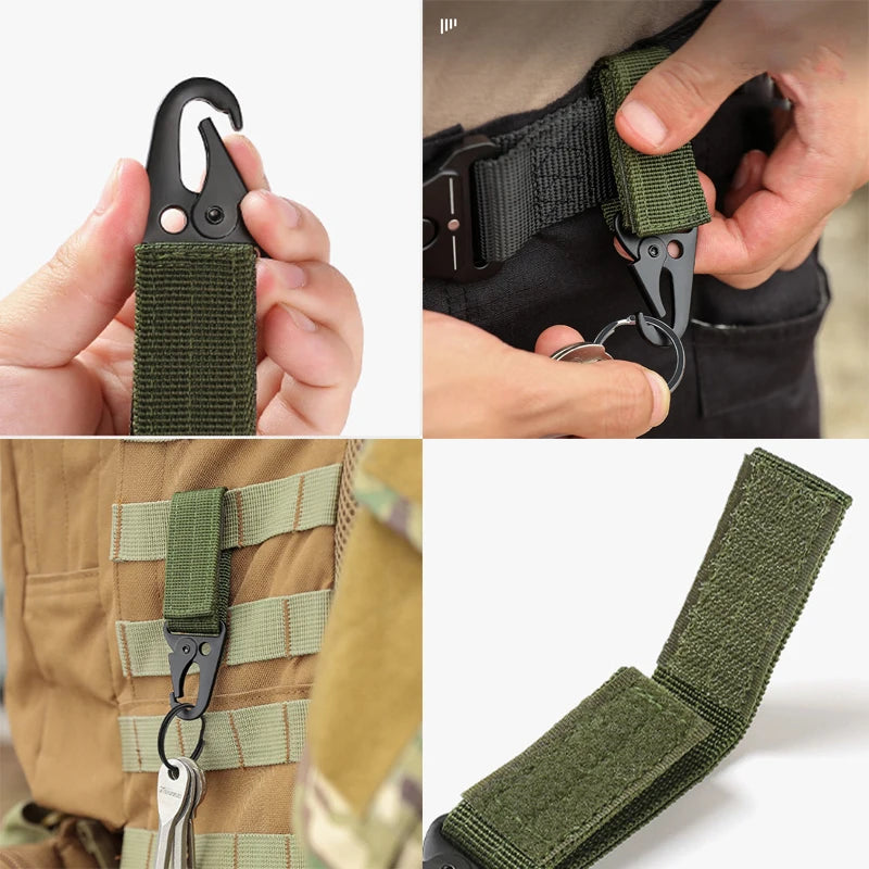 Outdoor Tactical Carabiner Key Bag Accessories Multifunctional Belt Buckle Nylon Webbing
