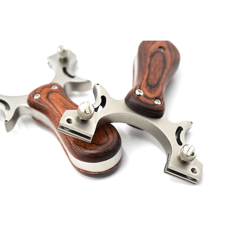 Stainless Steel Wooden Handle Shooting Slingshot Traditional Rubber Band Catapult Outdoor Hunting Slingshot Adult Shooting Toys