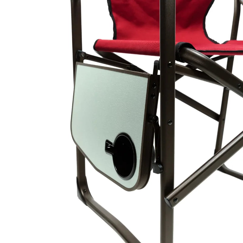 Director Camping Chair, Red with Side Table Outdoor Foldable