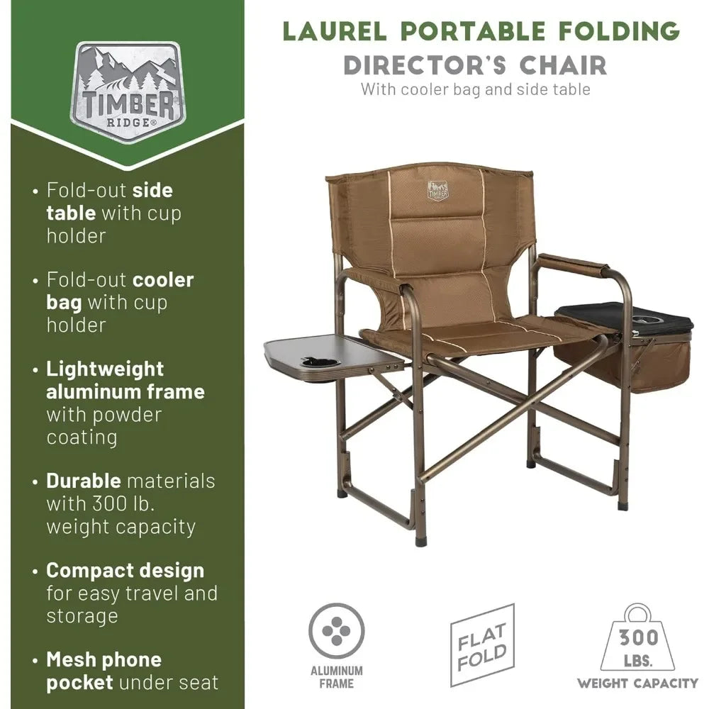 Cooler Bag & Mesh Pocket Compact Outdoor Folding Lawn Chair Lightweight Camping Supports 300lbs Freight free