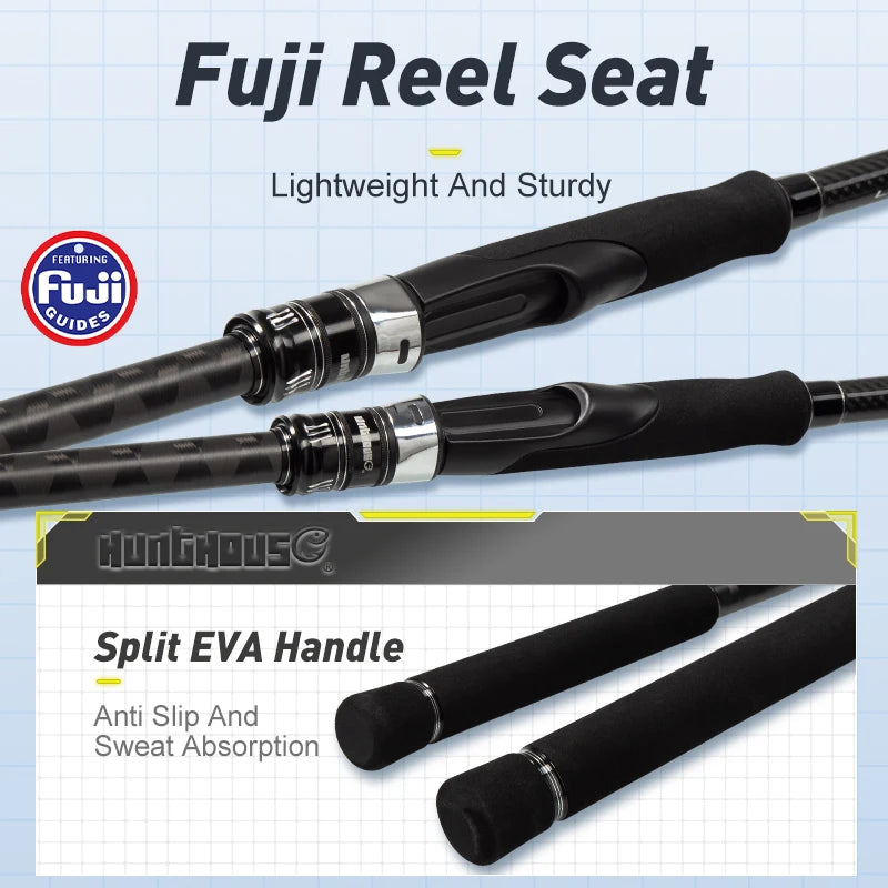 Hunthouse Seabass Fishing Rod 3m 227g 30T Carbon Fiber 3 Sections Shore Jigging Rod Japan Fuji Guide Lure wt:20-80g Fish Tackle