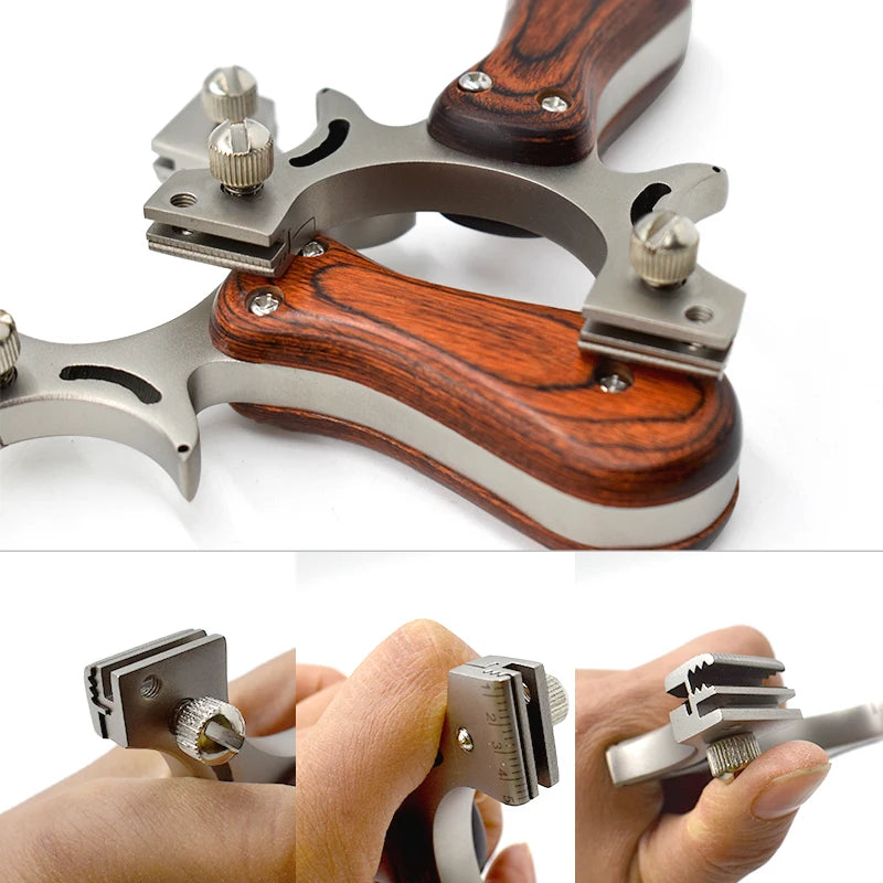 Stainless Steel Wooden Handle Shooting Slingshot Traditional Rubber Band Catapult Outdoor Hunting Slingshot Adult Shooting Toys