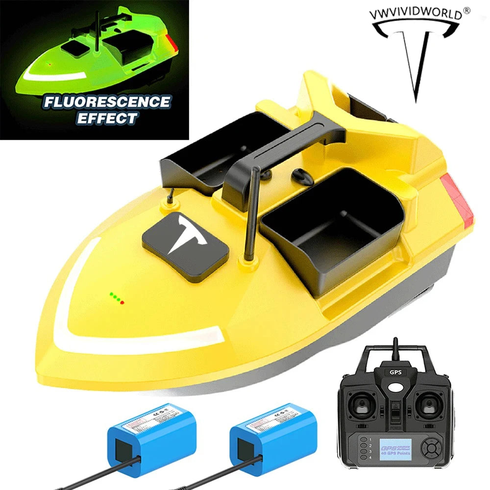 VWVIVIDWORLD 24000mAh GPS RC Fishing Bait Boat,500M RC Fish Finder,2Kg Loading Automatic Cruise/Return/Route Correction,VX