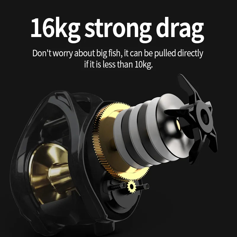 LINNHUE TDC300 Baitcasting Reel Magnetic Brake Reel Carbon Fiber Body 16KG 6.3:1 Drag Power Handle Pesca Fishing Reel