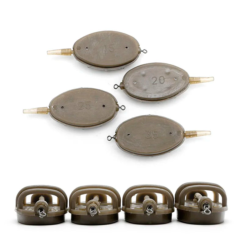 Inline Method Carp Fishing Feeder 4 Feeders 15/20/25/35g 30/40/50/60g Mould Set