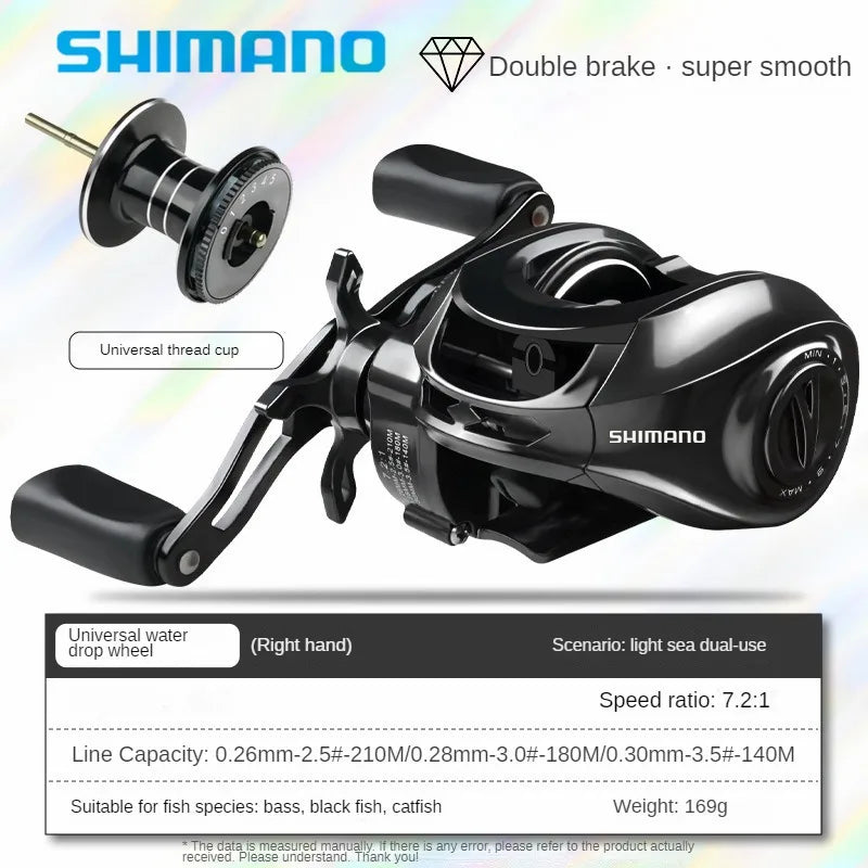 Original Shimano Baitcasting Fishing Reels Gear Ratio 7.2:1 Max Drag 15kg Baitcast Reel Fishing Metal Light Spool