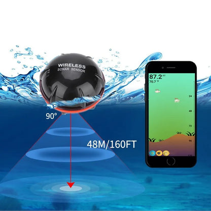 XA02 Wireless Bluetooth Smart Sonar Fish Finder 48m/160ft Fish Finder Portable Outdoor Fishing Equipment For IOS Android