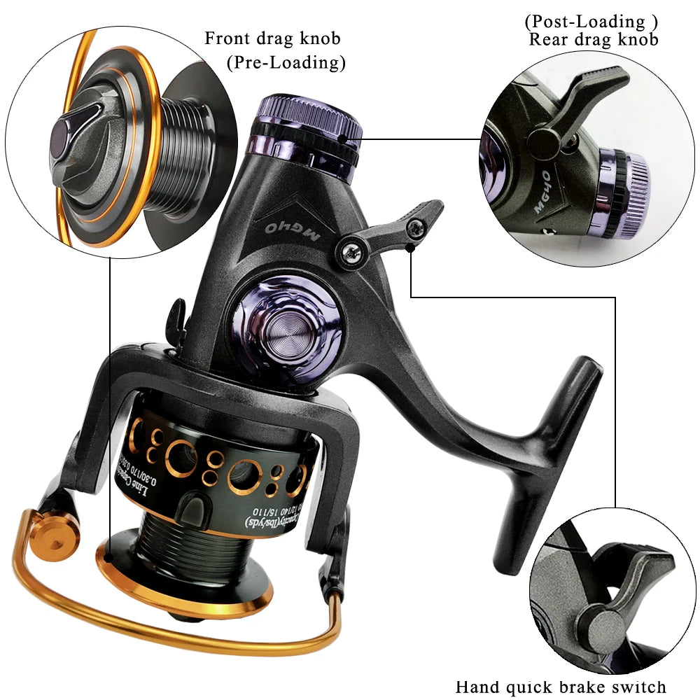 Fishing Reel Carp Spinning Reel Front and Rear Brake System Metal Spool Fishing Reels Tools Accessories