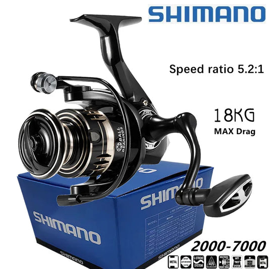 SHIMANO Spinning Reels Power Metal scroll For Bass Pike Carp Fishing Fish Max Drag 18KG Bait Throwing Reel