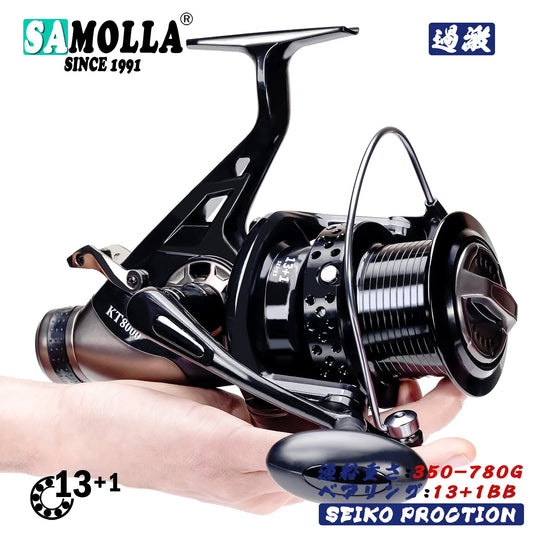 New Carp Fishing Reel Spinning Strong Double Drag 13-23kg Molinete Carretilha De Pesca Olta Makaralar Sea Reels Accessories Mar