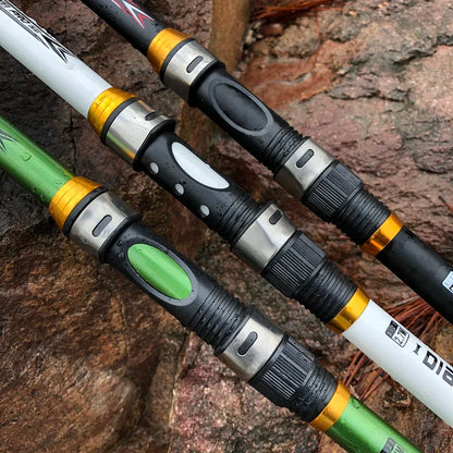 GHOTDA New Design White Spinning Fishing Rod FRP + Carbon Fiber Telescopic Fishing Rods 2.1-3.6M