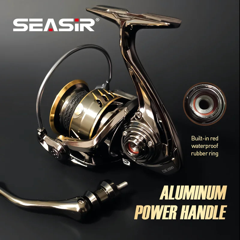 SEASIR Dark Knight Power Handle Ultra Light All Metal Spinning Fishing Reel 7+1BB Super Drag 30kg Saltwater Fishing Tackle