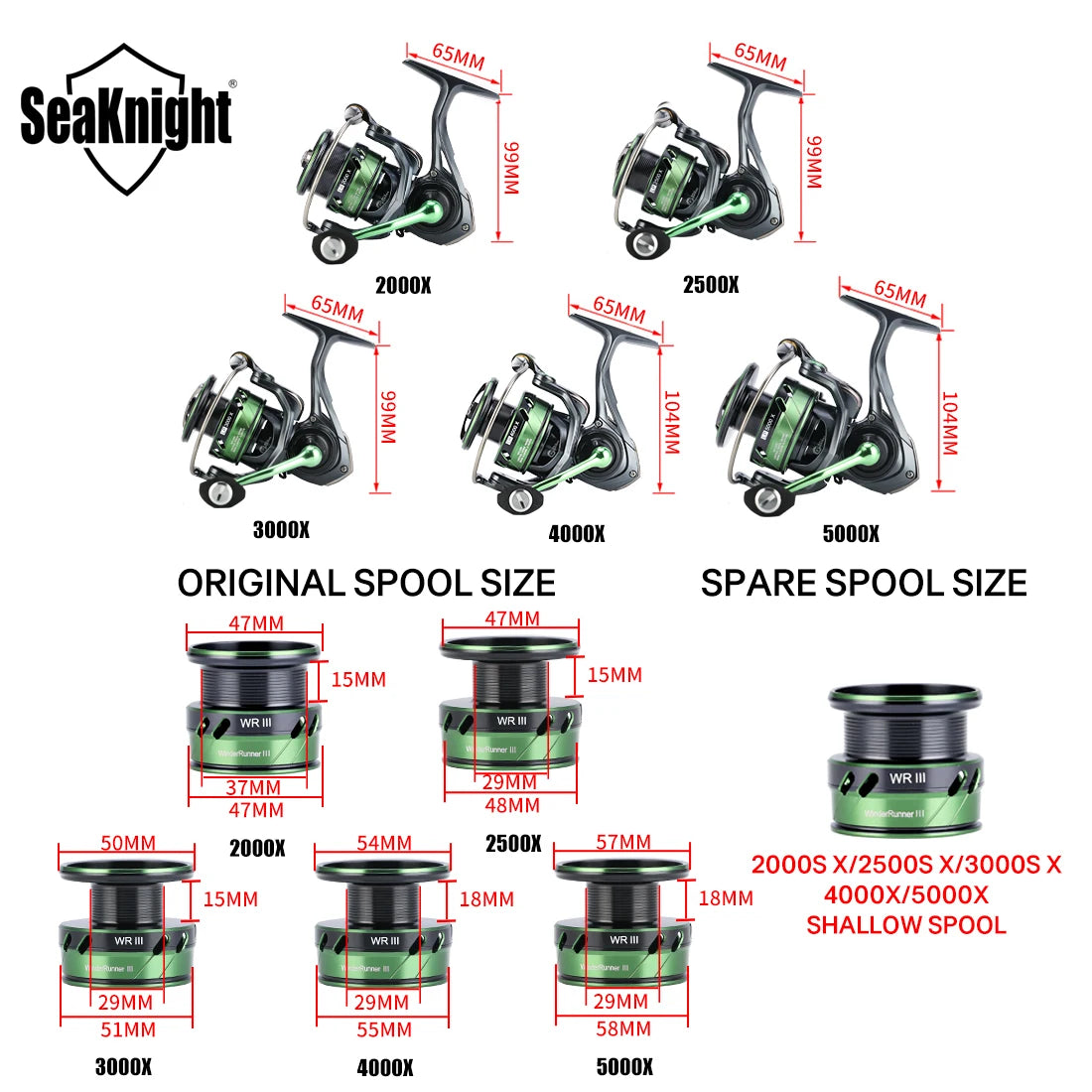 SeaKnight Brand WR III X Series Fishing Reels, 5.2:1 Durable Gear MAX Drag 28lb Smoother Winding Spinning Fishing Reel WR3 X NEW