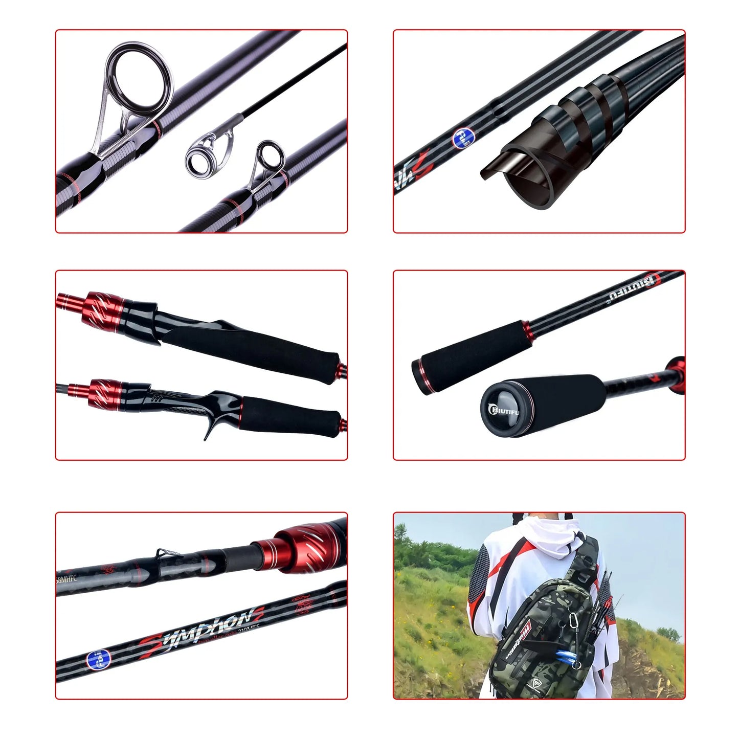 BIUTIFU Traveller Spinning Casting Fuji Lure Mini Rock Fishing Rod 1.8/2.1/2.4/2.7/3.0m Carbon Baitcasting PHISHGER Fast 5-42g