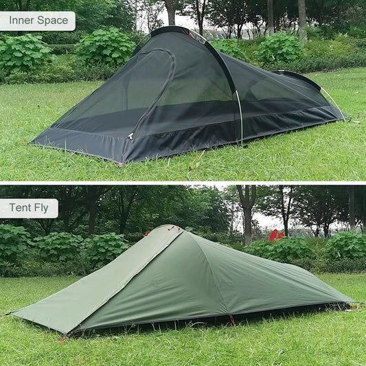 Ultralight Outdoor Single Person Camping Tent Water Resistant Tent Aviation Aluminum Support Portable Sleeping Bag Tent