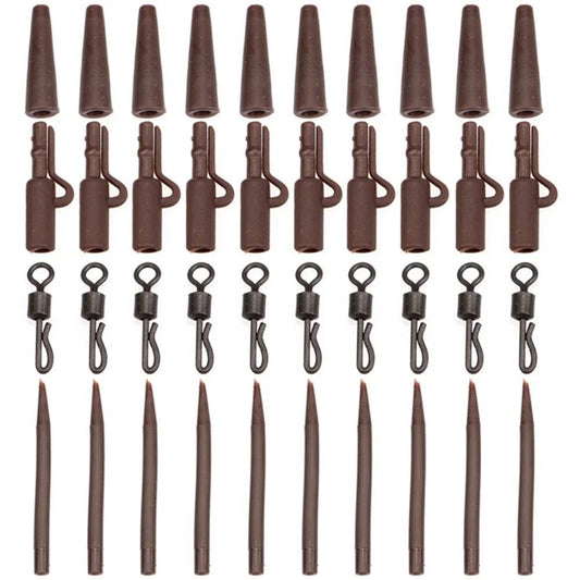 40Pcs Carp Fishing Accessories Lead Clip Quick Change Snap Swivel Tail Anti Tangle Sleeves Carp Rig Coarse Fishing Tackle Pesca