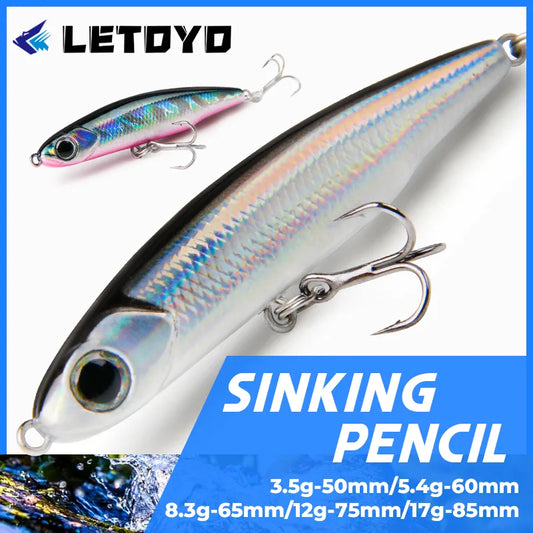 LETOYO Sinking Pencil Bait 50mm 60mm 65mm 75mm 85mm 3.5g to 12g 17g Wobbler Trout Mackerel Micro Sea Fishing Lure Bass Lures