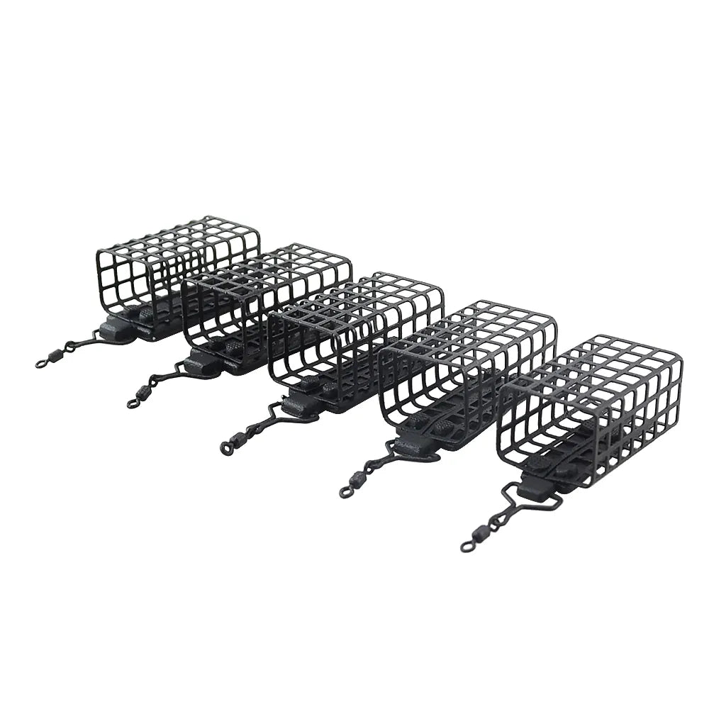 10x Fishing Tackle Feeder Cage Round Square for Carp Coarse Match Barbel Metal Feeders 20g 30g 40g 50g 60g