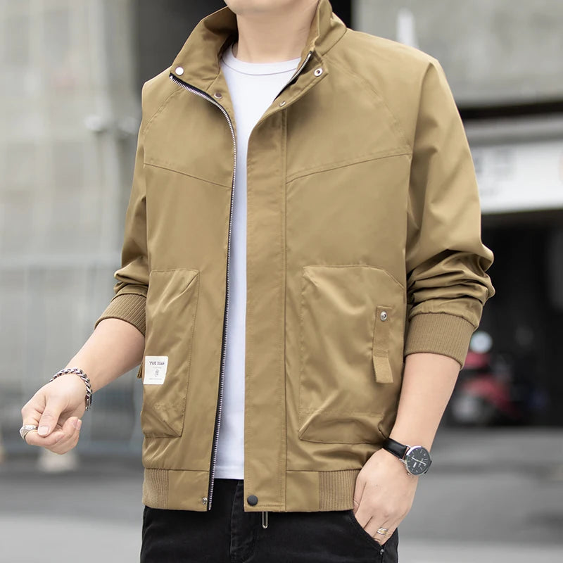 2024 Spring New Men's Jacket Korean Edition Trendy Hiking Solid Color Top Outdoor Leisure Camping Coat Men's Street Clothing