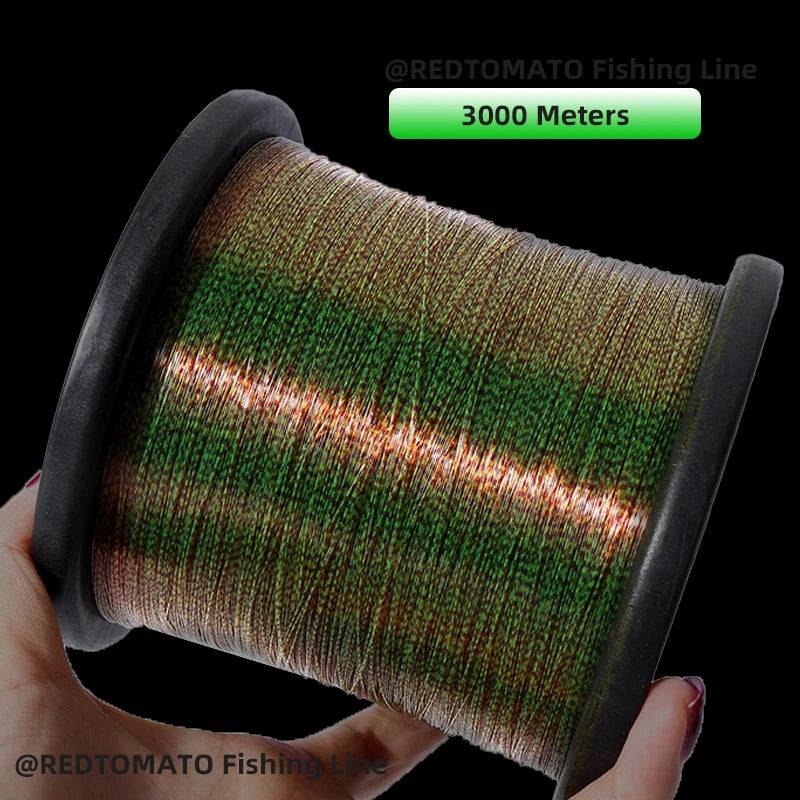 3000m 1000m Invisible Fishing Line 3D Spoted Bionic Fluorocarbon Coated Monofilament Nylon Line Speckle Carp Algae Fishing Pesca